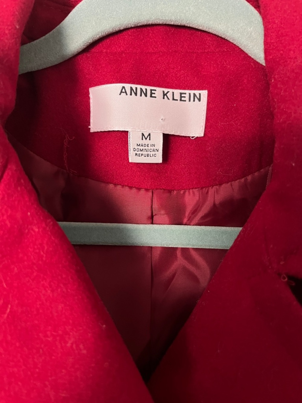Anne Klein Red Double-Breasted Wool Peacoat - Picture 2 of 5